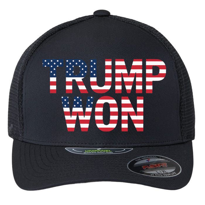 Donald Trump Won 2024 Election Republican Win Trump Won 2024 Flexfit Unipanel Trucker Cap