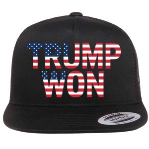 Donald Trump Won 2024 Election Republican Win Trump Won 2024 Flat Bill Trucker Hat