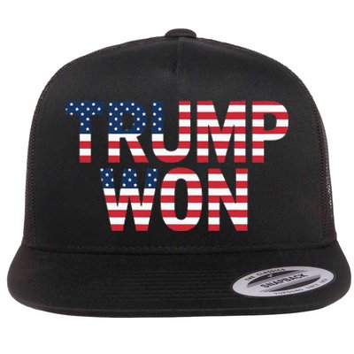 Donald Trump Won 2024 Election Republican Win Trump Won 2024 Flat Bill Trucker Hat