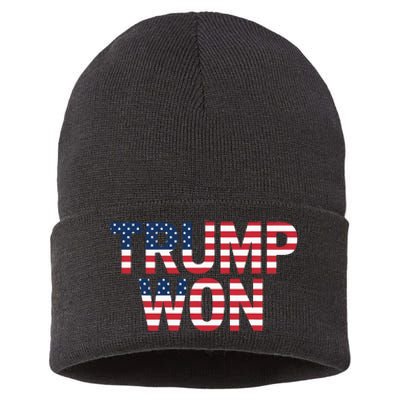 Donald Trump Won 2024 Election Republican Win Trump Won 2024 Sustainable Knit Beanie