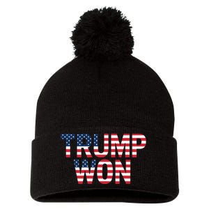 Donald Trump Won 2024 Election Republican Win Trump Won 2024 Pom Pom 12in Knit Beanie