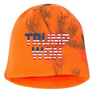 Donald Trump Won 2024 Election Republican Win Trump Won 2024 Kati - Camo Knit Beanie