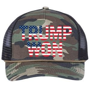 Donald Trump Won 2024 Election Republican Win Trump Won 2024 Retro Rope Trucker Hat Cap