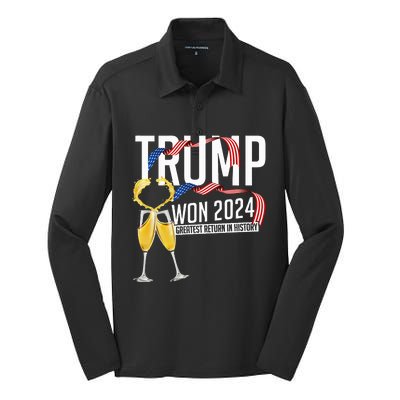 Donald Trump Won 2024 Election Inauguration Silk Touch Performance Long Sleeve Polo