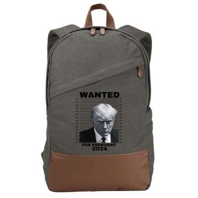 DONALD TRUMP WANTED FOR PRESIDENT 2024 President Trump Mugshot Cotton Canvas Backpack