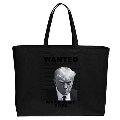 DONALD TRUMP WANTED FOR PRESIDENT 2024 President Trump Mugshot Cotton Canvas Jumbo Tote