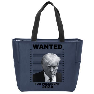 DONALD TRUMP WANTED FOR PRESIDENT 2024 President Trump Mugshot Zip Tote Bag