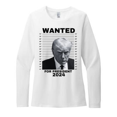 DONALD TRUMP WANTED FOR PRESIDENT 2024 President Trump Mugshot Womens CVC Long Sleeve Shirt