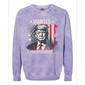 Donald Trump Wanted For President Colorblast Crewneck Sweatshirt