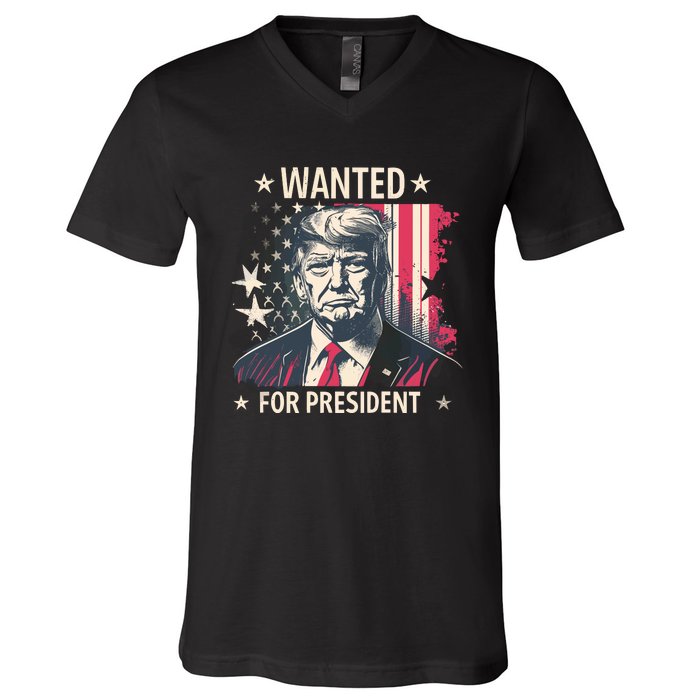 Donald Trump Wanted For President V-Neck T-Shirt