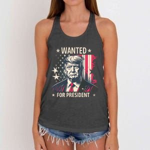 Donald Trump Wanted For President Women's Knotted Racerback Tank