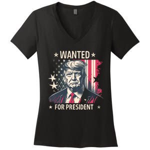 Donald Trump Wanted For President Women's V-Neck T-Shirt