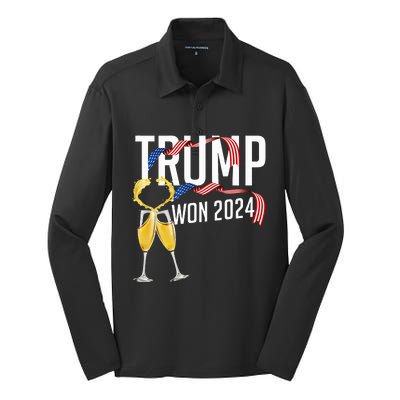 Donald Trump Won 2024 Election Inauguration Silk Touch Performance Long Sleeve Polo