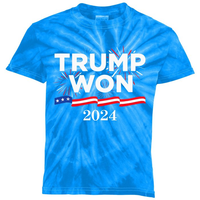 Donald Trump Won 2024 Election Inauguration Kids Tie-Dye T-Shirt