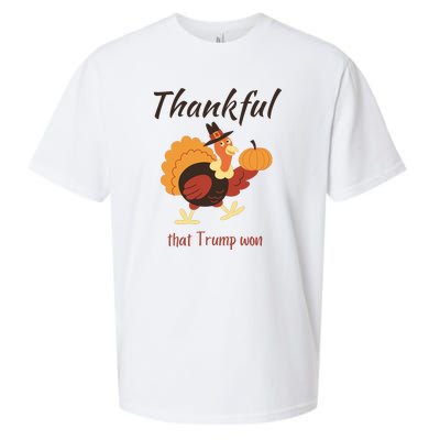 Donald Trump Won Thanksgiving Thankful Election 2024 Sueded Cloud Jersey T-Shirt