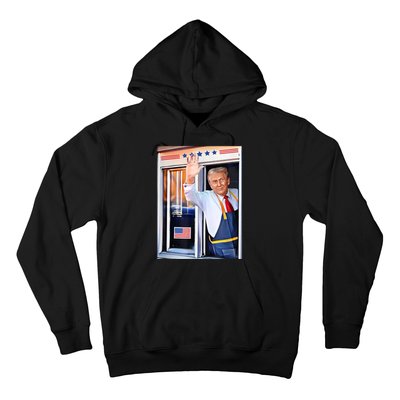 Donald Trump Waving Fast Food Drive Through French Fry Cook Hoodie