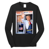 Donald Trump Waving Fast Food Drive Through French Fry Cook Long Sleeve Shirt