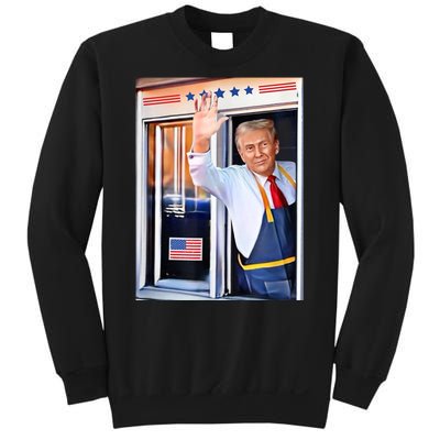 Donald Trump Waving Fast Food Drive Through French Fry Cook Sweatshirt