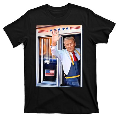 Donald Trump Waving Fast Food Drive Through French Fry Cook T-Shirt