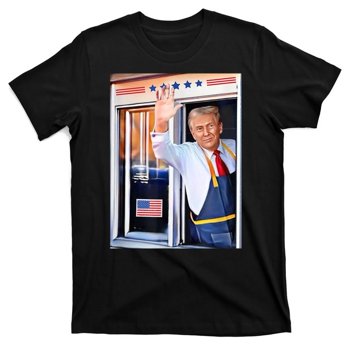 Donald Trump Waving Fast Food Drive Through French Fry Cook T-Shirt