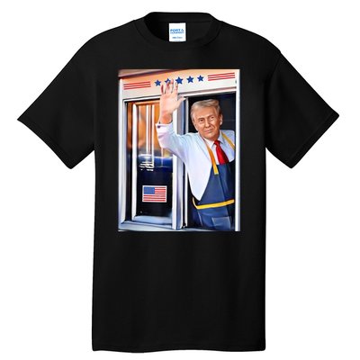 Donald Trump Waving Fast Food Drive Through French Fry Cook Tall T-Shirt