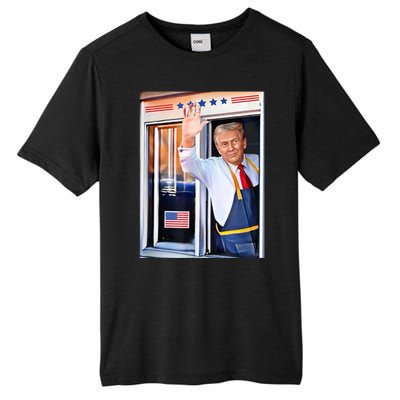 Donald Trump Waving Fast Food Drive Through French Fry Cook Tall Fusion ChromaSoft Performance T-Shirt