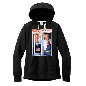 Donald Trump Waving Fast Food Drive Through French Fry Cook Women's Fleece Hoodie