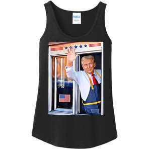 Donald Trump Waving Fast Food Drive Through French Fry Cook Ladies Essential Tank