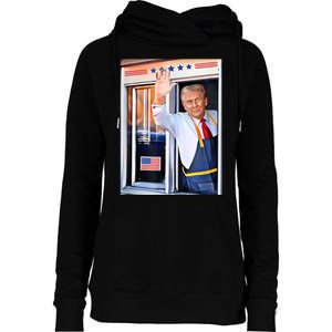 Donald Trump Waving Fast Food Drive Through French Fry Cook Womens Funnel Neck Pullover Hood