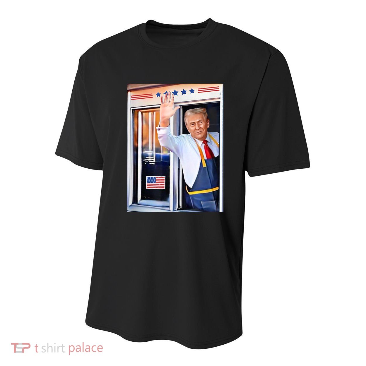 Donald Trump Waving Fast Food Drive Through French Fry Cook Youth Performance Sprint T-Shirt