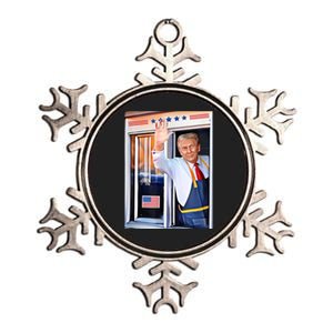 Donald Trump Waving Fast Food Drive Through French Fry Cook Metallic Star Ornament