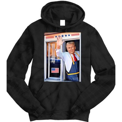 Donald Trump Waving Fast Food Drive Through French Fry Cook Tie Dye Hoodie