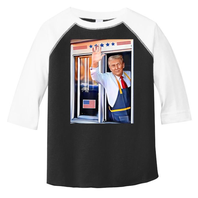 Donald Trump Waving Fast Food Drive Through French Fry Cook Toddler Fine Jersey T-Shirt