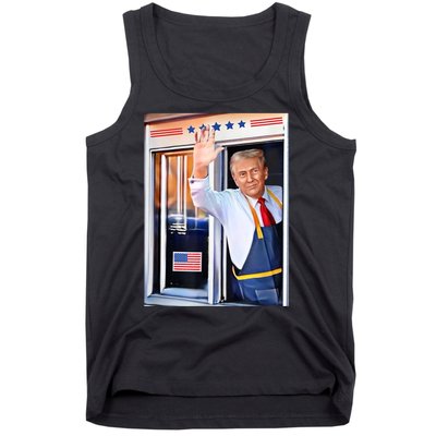 Donald Trump Waving Fast Food Drive Through French Fry Cook Tank Top