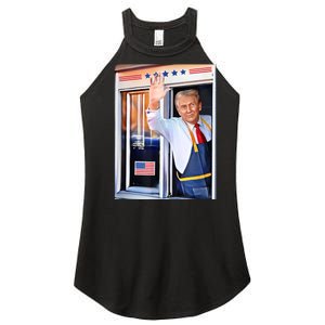 Donald Trump Waving Fast Food Drive Through French Fry Cook Women's Perfect Tri Rocker Tank