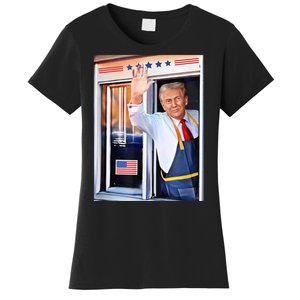 Donald Trump Waving Fast Food Drive Through French Fry Cook Women's T-Shirt