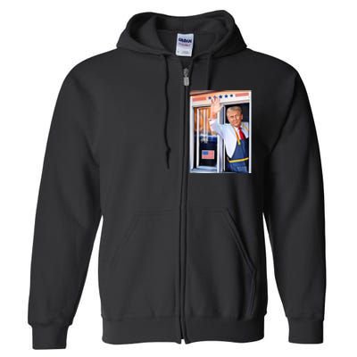 Donald Trump Waving Fast Food Drive Through French Fry Cook Full Zip Hoodie