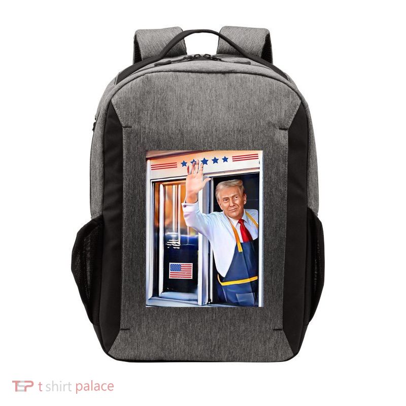 Donald Trump Waving Fast Food Drive Through French Fry Cook Vector Backpack