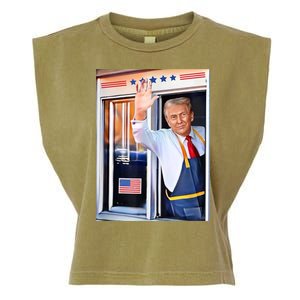 Donald Trump Waving Fast Food Drive Through French Fry Cook Garment-Dyed Women's Muscle Tee