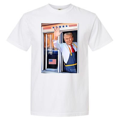 Donald Trump Waving Fast Food Drive Through French Fry Cook Garment-Dyed Heavyweight T-Shirt