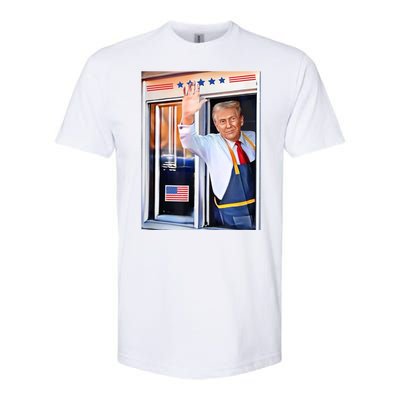 Donald Trump Waving Fast Food Drive Through French Fry Cook Softstyle CVC T-Shirt