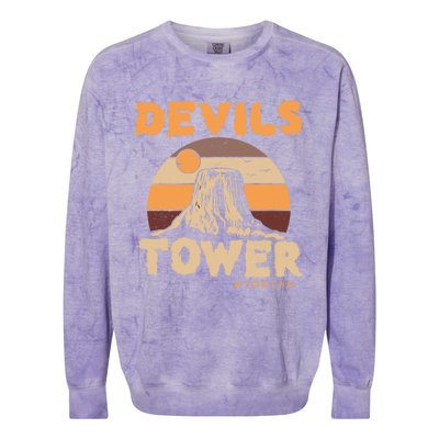 Devil's Tower Wyoming Hiking Camping Mountains Meaningful Gift Colorblast Crewneck Sweatshirt