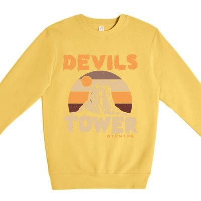 Devil's Tower Wyoming Hiking Camping Mountains Meaningful Gift Premium Crewneck Sweatshirt