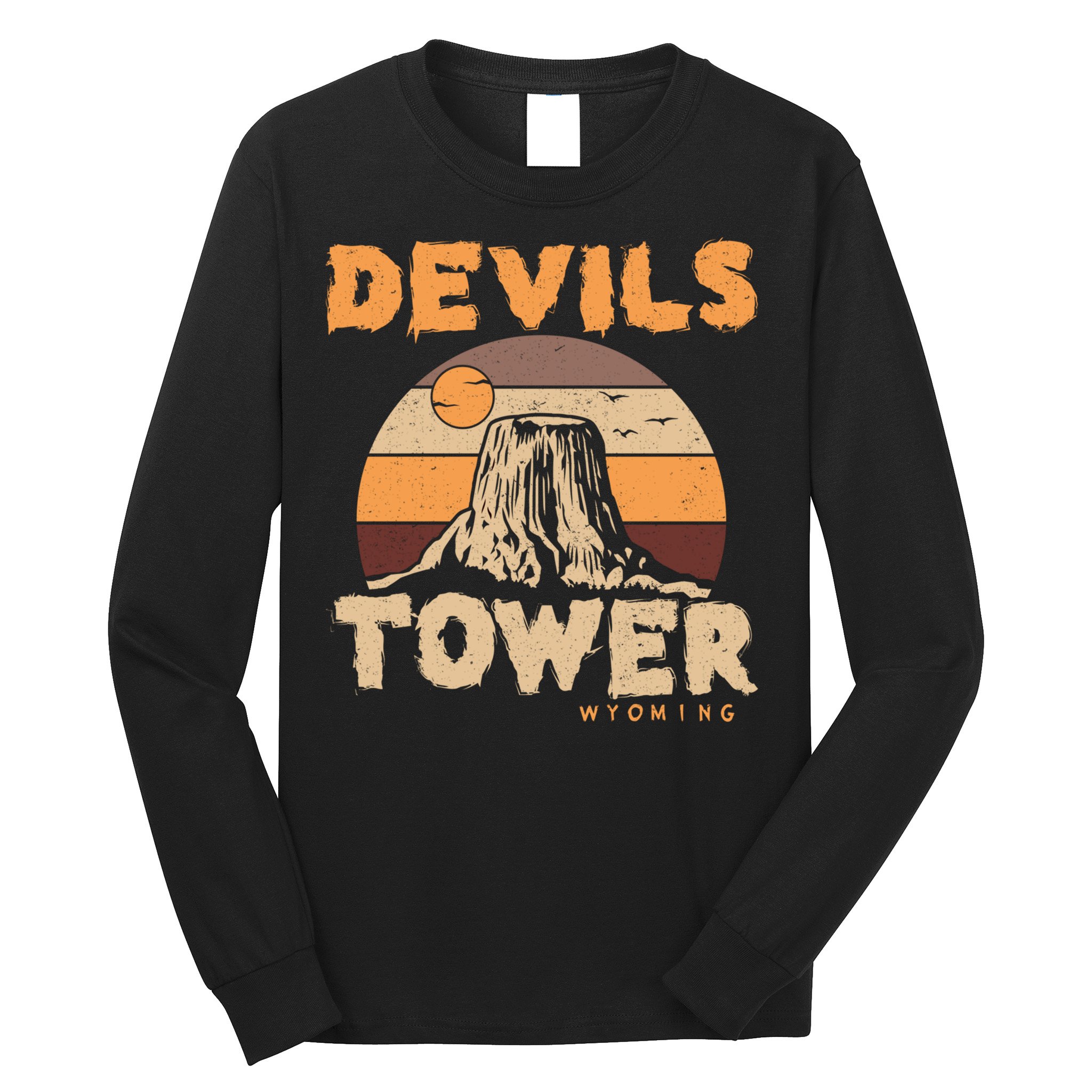 Devil's Tower Wyoming Hiking Camping Mountains Meaningful Gift Long Sleeve Shirt