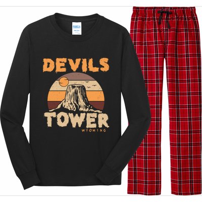 Devil's Tower Wyoming Hiking Camping Mountains Meaningful Gift Long Sleeve Pajama Set