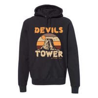 Devil's Tower Wyoming Hiking Camping Mountains Meaningful Gift Premium Hoodie