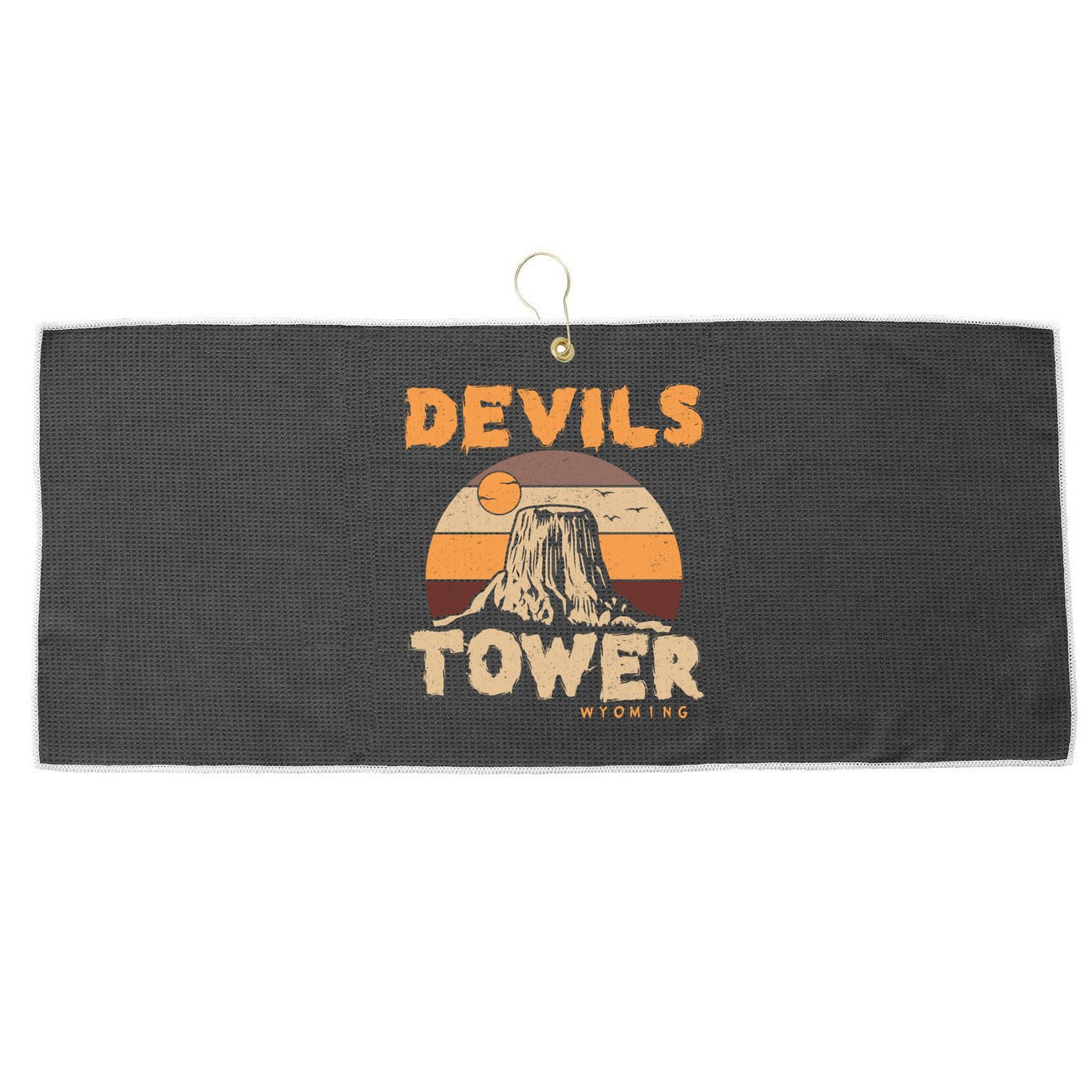 Devil's Tower Wyoming Hiking Camping Mountains Meaningful Gift Large Microfiber Waffle Golf Towel
