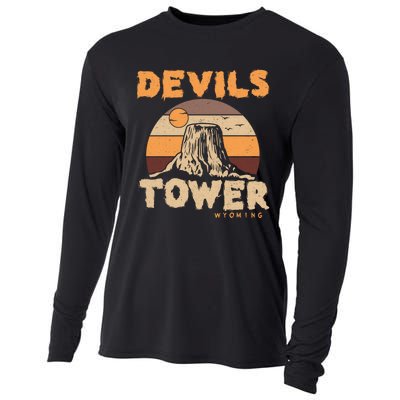 Devil's Tower Wyoming Hiking Camping Mountains Meaningful Gift Cooling Performance Long Sleeve Crew