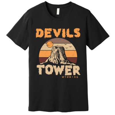 Devil's Tower Wyoming Hiking Camping Mountains Meaningful Gift Premium T-Shirt