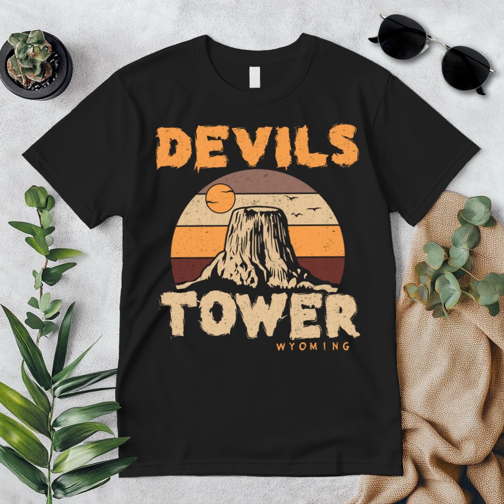 Devil's Tower Wyoming Hiking Camping Mountains Meaningful Gift Premium T-Shirt